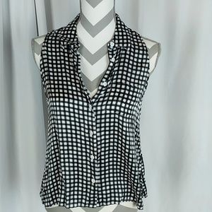 Equipment Tank Top Small 100% Silk Black White